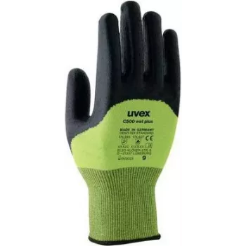 Uvex Handschutz Strick-HS C500 wet plus Schnittschutzhandschuhe, Größe 7, Anthrazit/Limette 6049607