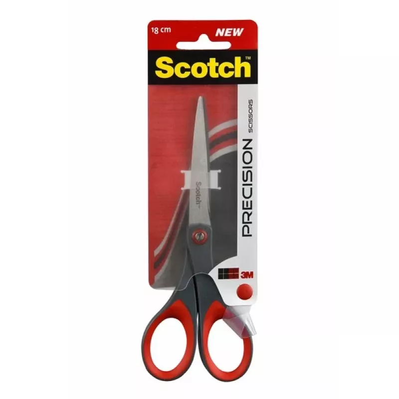 3M Scotch Precision Schere 180 mm Rot/Grau Spitz Edelstahl Comfort Grip (1447)