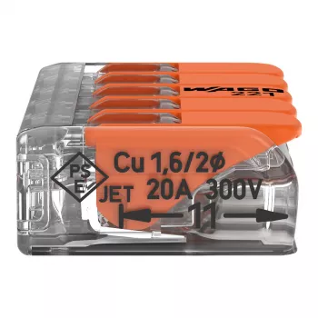 WAGO 221-415 COMPACT Verbindungsklemme 5-Leiter 4 mm², 25er-Pack