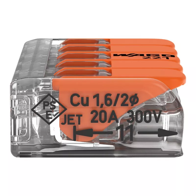 WAGO 221-415 COMPACT Verbindungsklemme 5-Leiter 4 mm², 25er-Pack