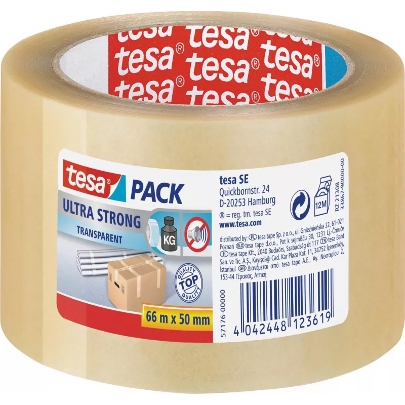 TESA ultra starkes 66 m PVC transparentes Verpackungsband (57176)