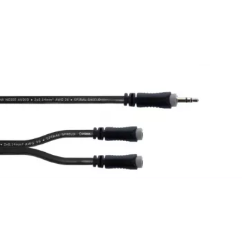 Cordial 14883 3,5 mm Stereo-Y-Adapterkabel, 1x Klinke Stecker auf 2x Klinke Buchse, 0,3 m, Schwarz
