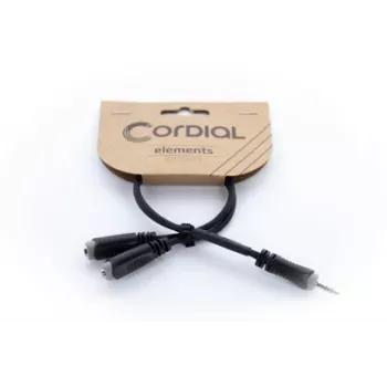 Cordial 14883 3,5 mm Stereo-Y-Adapterkabel, 1x Klinke Stecker auf 2x Klinke Buchse, 0,3 m, Schwarz