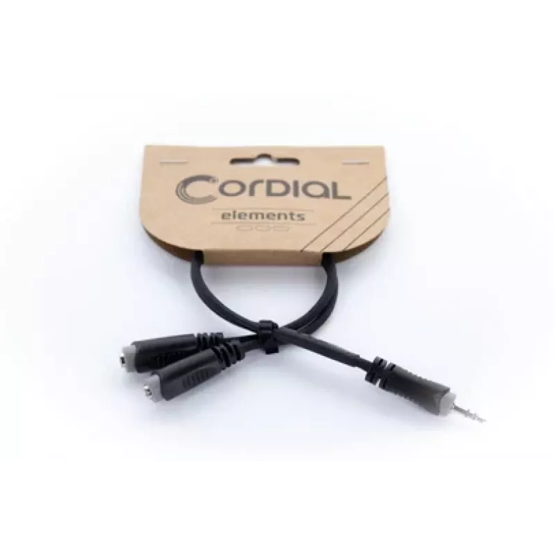 Cordial 14883 3,5 mm Stereo-Y-Adapterkabel, 1x Klinke Stecker auf 2x Klinke Buchse, 0,3 m, Schwarz