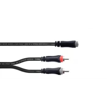 Cordial 14889 Audio Y-Adapter Kabel 3,5mm Stereo Klinke Buchse auf 2x RCA Buchse 0,3m Schwarz PVC Twin Kabel