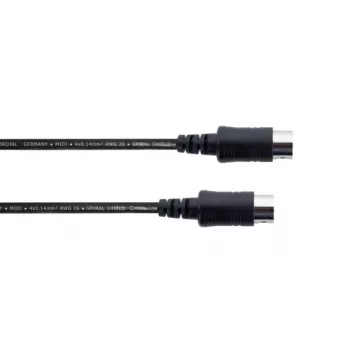 Cordial MIDI-Verbindungskabel 1m, 5-pol DIN Stecker auf Stecker, Schwarz (14894)