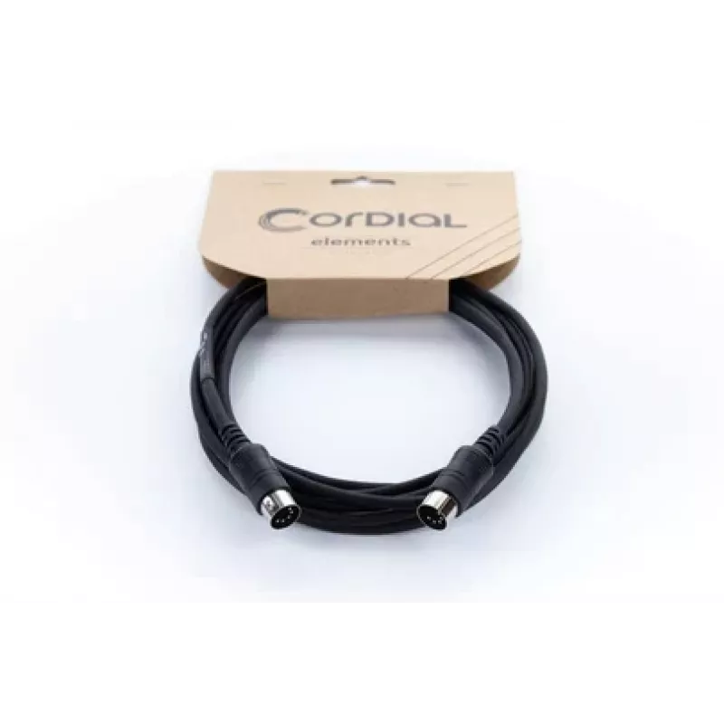 Cordial MIDI-Verbindungskabel 1m, 5-pol DIN Stecker auf Stecker, Schwarz (14894)