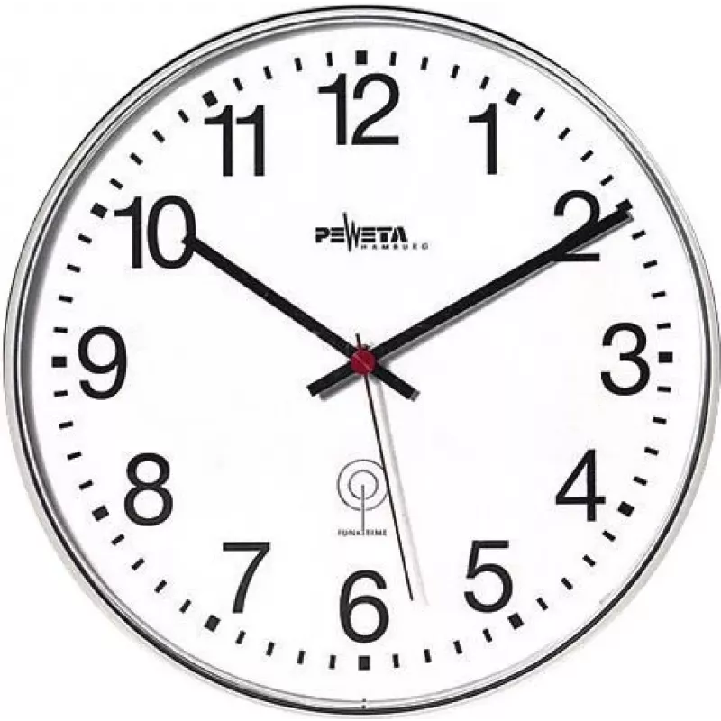 PEWETA Funk-Wanduhr Mattschwarz Kunststoff 30 cm Schwarz/Weiß 51.130.313