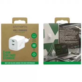 4smarts PDPlug SiC Dual 45W 2C Weißes Wandladegerät