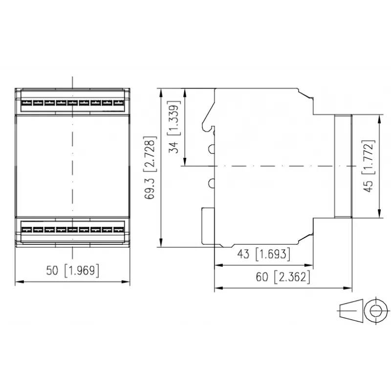 METZ Connect Phasenüberwachungsrelais 230 V AC, 2 Wechslerkontakte, DIN-Schiene 1102720570
