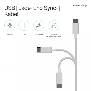 Flexline USB Lade- & Synchronisationskabel, USB-A auf USB-C, 2.0, ABS, Weiß, 0,5m (FL31-13040)