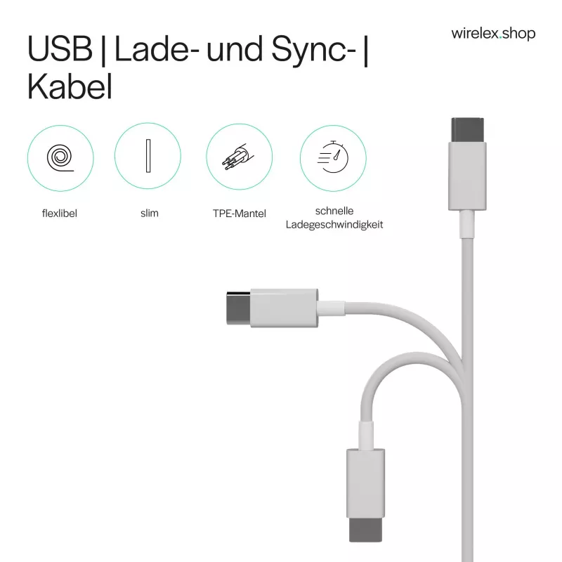 FLEXLINE FL31-13043 USB-A auf USB-C Lade- und Synchronisierungskabel, 2.0, ABS, Weiß, 2m