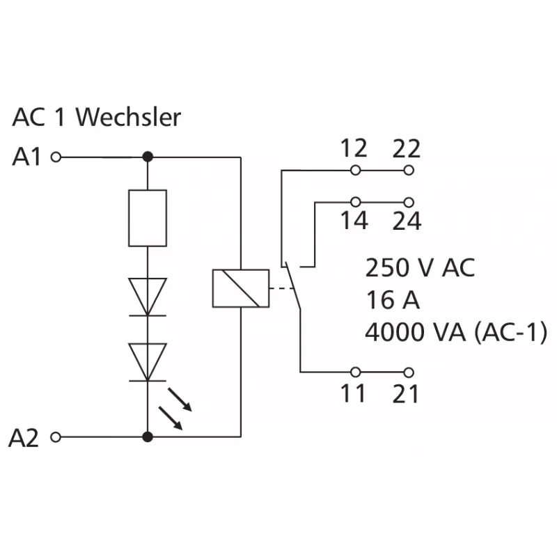 METZ Connect RM21 Miniatur-Leistungsrelais 24 V AC 1 Wechsler 16 A PCB 11051110