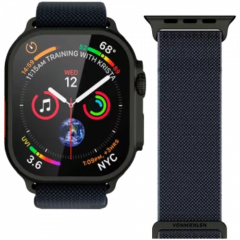 VONMÄHLEN Classic Nylon Loop für Apple Watch 40/41/42 mm, One Size, Navy Black