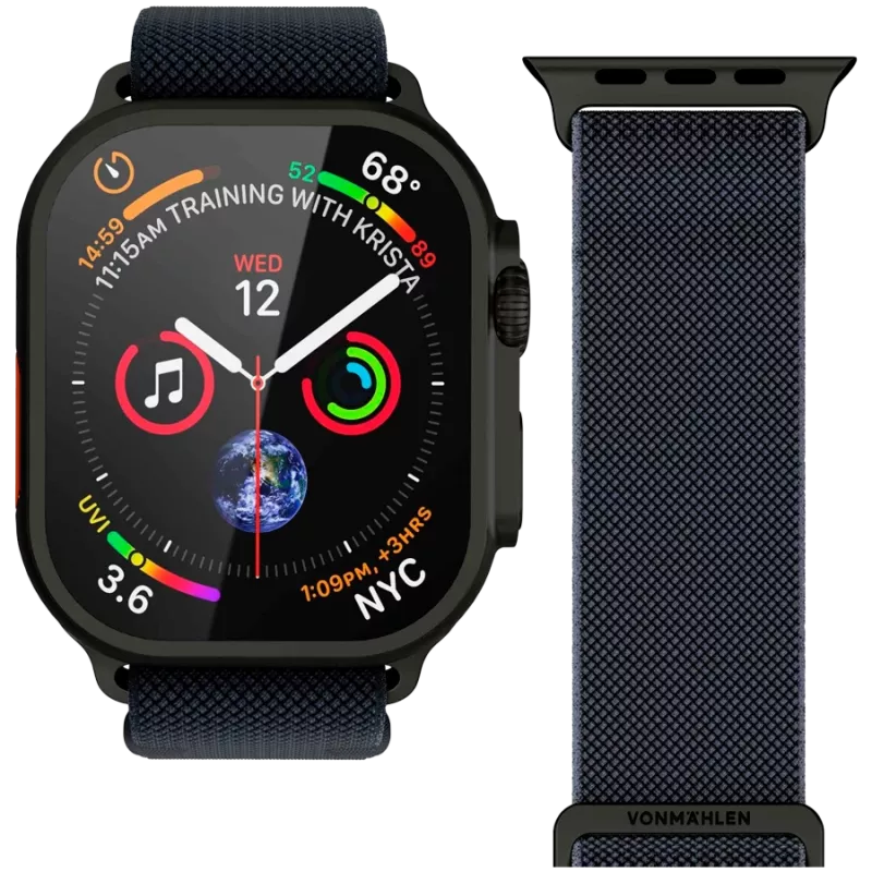 VONMÄHLEN Classic Nylon Loop für Apple Watch 40/41/42 mm, One Size, Navy Black
