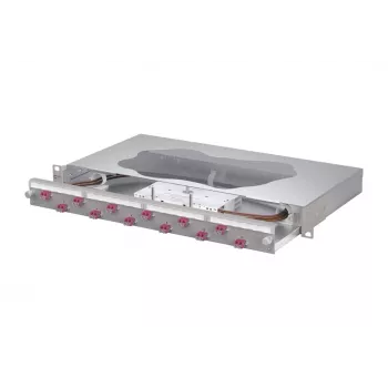 METZ CONNECT Spleiß-Patchpanel 12x LC-Duplex OM4, 1U, 19 inch Rackmontage, Grau 1504677512-F