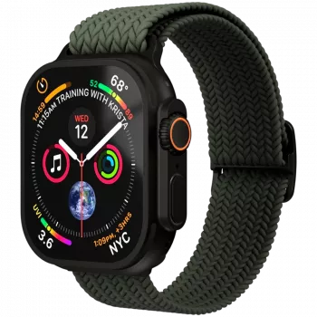 VONMÄHLEN Woven Loop für Apple Watch 44/45/46/49mm, Olive Black