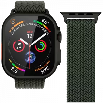 VONMÄHLEN Woven Loop für Apple Watch 44/45/46/49mm, Olive Black