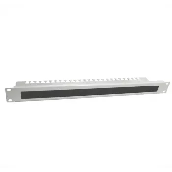 IT-BUDGET 19 inch Kabelmanagement-Panel mit Bürstenleiste und Zugentlastungsschienen, 1U, Lichtgrau 90ITBKDFPKL1HEG