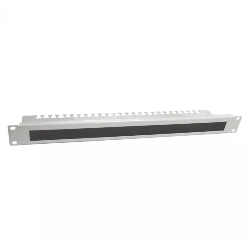 IT-BUDGET 19 inch Kabelmanagement-Panel mit Bürstenleiste und Zugentlastungsschienen, 1U, Lichtgrau 90ITBKDFPKL1HEG