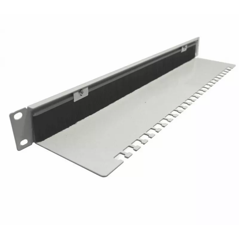 IT-BUDGET 19 inch Kabelmanagement-Panel mit Bürstenleiste und Zugentlastungsschienen, 1U, Lichtgrau 90ITBKDFPKL1HEG