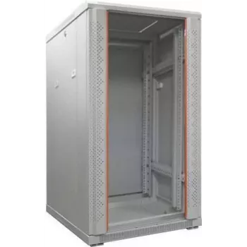 IT-BUDGET 19 inch Netzwerkschrank SRK - 22U - 600x600 mm - Glas-/Stahltür - vormontiert - Lichtgrau 99ITB19SRK2266GGNM