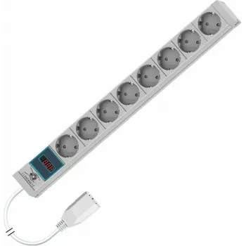 Liebernetz 19 Zoll 1U Rackmount-Mess-PDU, 8x Schuko CEE 7/3 Steckdosen, C14-Eingang, 3m Kabel, Hellgrau (90LNSDL20SC083)