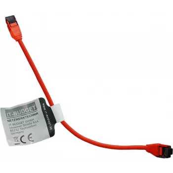 IT-BUDGET Cat.8.1 Slim Ethernet Patchkabel, S/FTP, 40 Gbps, 2000 MHz, LSZH, PoE+, Rot, 0,5 m 90ITBSLIM81PK050R