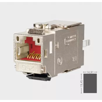 METZ CONNECT C6Amodul K 180° 25G Keystone Jack, geschirmt, Cat.6A, 25 Gigabit Ethernet, werkzeugfreier IDC, Zink-Druckguss, GHMT-zertifiziert 130B21-25-E