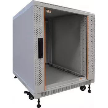 IT-BUDGET 19 inch Netzwerkschrank SRK 12U 600x800 mm Lichtgrau Flatpack mit Glas-/Stahltüren