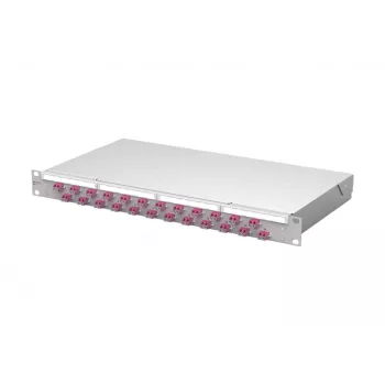 Metz mecatech VIK 24-Port LC-Duplex OM4 LWL-Patchpanel, 1U, 19-Zoll, Lichtgrau 1504507524-E