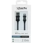 PowerRay PR-DCUL200TBK MFi-zertifiziertes USB-A auf Lightning geflochtenes Kabel, 2 m, Schwarz