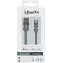 PowerRay PR-DCUL200TGY MFi-zertifiziertes USB-A auf Lightning geflochtenes Kabel 2m Textil Grau