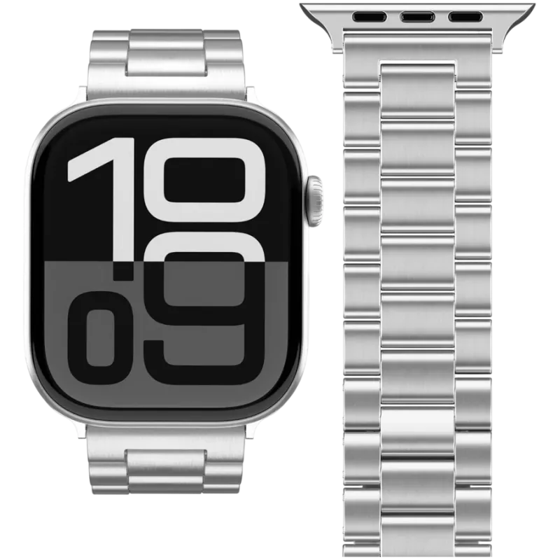 VONMÄHLEN Link Armband 2 für Apple Watch 40/41/42mm, Edelstahl, Silber