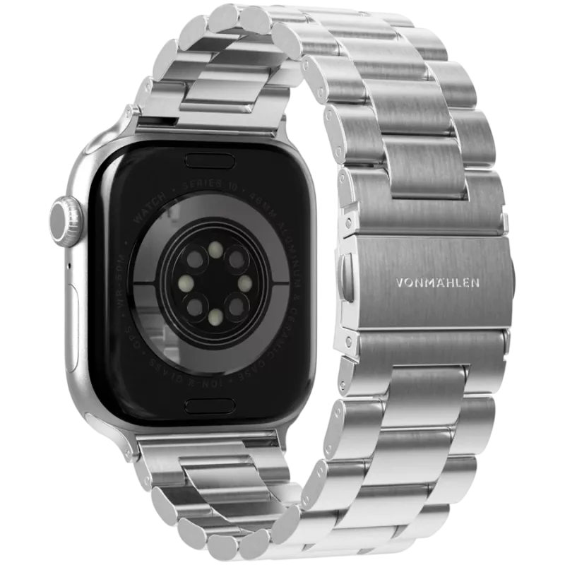 VONMÄHLEN Link Armband 2 für Apple Watch 40/41/42mm, Edelstahl, Silber