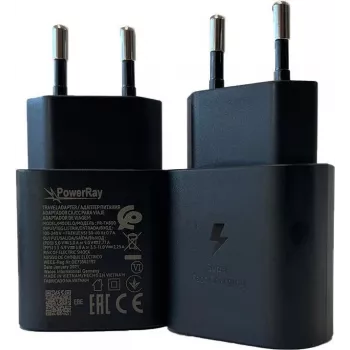 PowerRay PR-TA800EBE 18W USB-C PD Wandladegerät, EU 2-Pin, Schwarz, Bulk