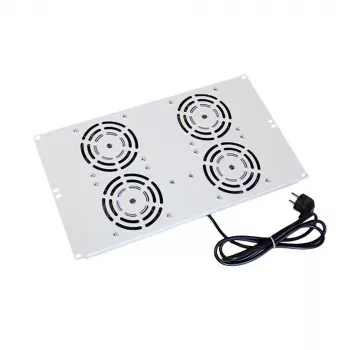 IT-BUDGET Dachlüftereinheit für SRK Standschränke - 4 aktive Lüfter - 640 m³/h - Thermostat - Schalter - Lichtgrau 90ITB19SRKXFAN4G