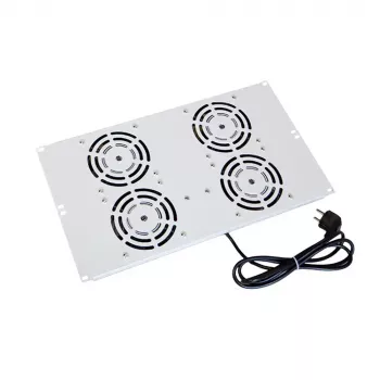 IT-BUDGET Dachlüftereinheit für SRK Standschränke - 4 aktive Lüfter - 640 m³/h - Thermostat - Schalter - Lichtgrau 90ITB19SRKXFAN4G