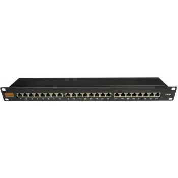 IT-BUDGET 19 inch Business Patch Panel, geschirmt, Cat.6A, 24 Port, 1U, PoE+ Ready, integrierter Staubschutz, Schwarz (90ITBPP6ASSS)