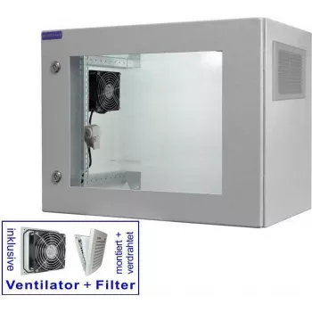 RESISTER PRO Aktiv 19 inch Netzwerkschrank, IP54/55, Glastür, 9U, 600x400 mm, Hellgrau 99RRA19WV94GG