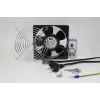 IT-BUDGET Komplettset IT-Schrankventilator mit Thermostat - 160 m³/h Luftstrom - 230 V - 1 Ventilator, Schutzgitter, Kabel, Thermostat, Schrauben (90ITBLUESET1T)