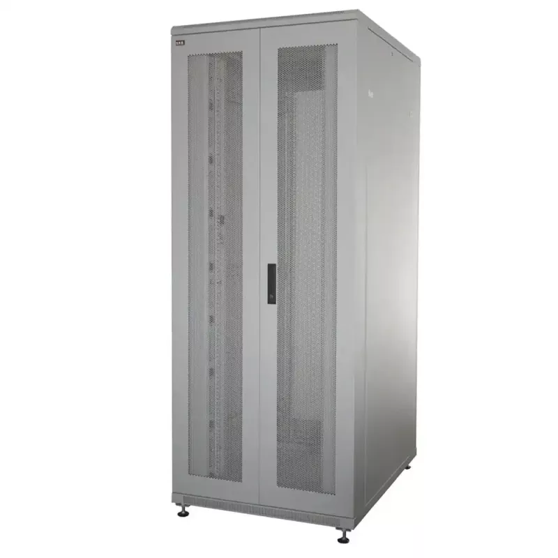 IT-BUDGET 19 inch Serverschrank SRK 42U 800x1000 mm perforierte Doppeltüren Lichtgrau 90ITB19SRK42810DTGN