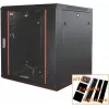 IT-BUDGET 19 inch Netzwerkschrank SWA - 15U - 570x600 mm - Glastür - Abnehmbare Seitenteile - Wand-/Bodenmontage - Zubehörset - Schwarz (90ITB19WS1566GS)