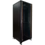 IT-BUDGET 19 inch Serverschrank SRK 42U 800x1000 mm Glas-/Stahltür Kabelkanäle Flatpack Schwarz