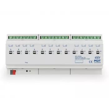 MDT AKI-1216.04 KNX Schaltaktor, 12-Kanal, 12 TE DIN-Schiene, 16/20 A, 230 V AC, kapazitive Last 200 µF