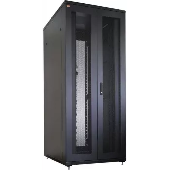IT-BUDGET 19 inch Server Rack SRK Komplettset 42U 800x1000 mm perforierte Doppeltüren vorne und hinten 4 aktive Lüfter PDU Fachböden vormontiert Schwarz 99ITB19SRK42810DTSM