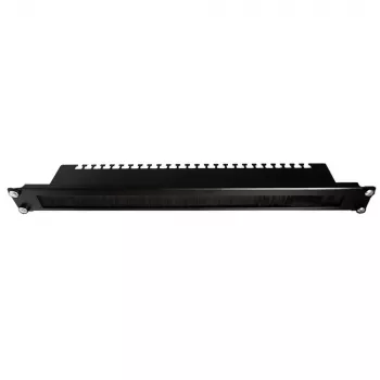 IT-BUDGET 19 inch Kabelmanagement-Panel mit Bürstenleiste und Zugentlastungsschienen, 1U, Schwarz 90ITBKDFPKL1HES
