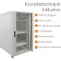 IT-BUDGET 19 inch Server Rack SRK Komplettset - 27U - 800x1000 mm - Glas-/Stahltür - 4 aktive Lüfter - PDU - Fachböden - Flatpack - Hellgrau 90ITB19SRK27810GG