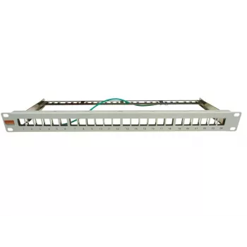 IT-BUDGET 19 inch 24-Port Keystone Patch Panel, 1U, unbestückt, hellgrau 90ITBMT24PORTG