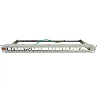 IT-BUDGET 19 inch 24-Port Keystone Patch Panel, 1U, unbestückt, hellgrau 90ITBMT24PORTG